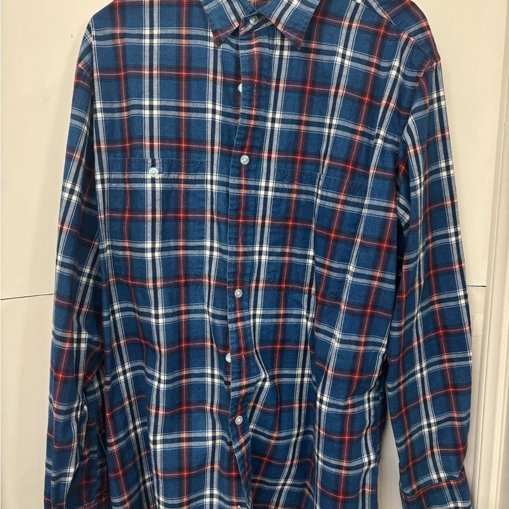 L.L. Bean Men's Blue and Red Checkered Shirt